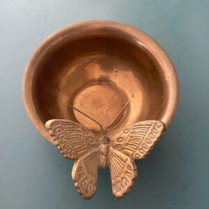 Vintage Brass Bowl With Butterfly On Rim (P2D)